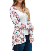 Fashion Women Cardigan Floral Print Long Sleeve All-match Casual Slim Thin Outwear Kimono Black/Grey/White