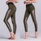 Sexy Women Sport Leggings Mesh Insert Splicing High Waist Skinny Casual Gym Yoga Pants Dark Green