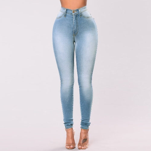 New Sexy Women Skinny Denim Jeans Classic High Waist Washed Slim Pants Tights Pencil Trousers Dark Blue/Blue/Light Blue