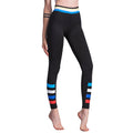 Women Sport Leggings Colorful Contrast Stripes Print High Waist Skinny Leg Casual Running Yoga Pants Black