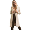 Autumn Winter Women Long Cardigan Coat Open Front Long Sleeve Solid Slim Warm Outerwear Overcoat