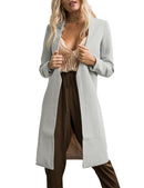 Autumn Winter Women Long Cardigan Coat Open Front Long Sleeve Solid Slim Warm Outerwear Overcoat