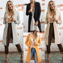 Autumn Winter Women Long Cardigan Coat Open Front Long Sleeve Solid Slim Warm Outerwear Overcoat