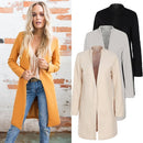 Autumn Winter Women Long Cardigan Coat Open Front Long Sleeve Solid Slim Warm Outerwear Overcoat