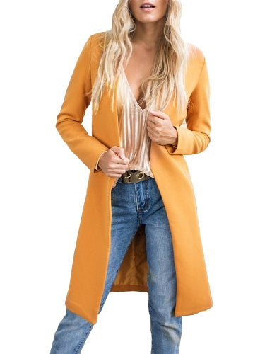 Autumn Winter Women Long Cardigan Coat Open Front Long Sleeve Solid Slim Warm Outerwear Overcoat