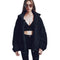 Fashion Women Fluffy Shaggy Faux Fur Coat Long Sleeve Loose Coat Turn-Down Sling Zipper Casual Jacket Outwear Tops