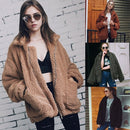 Fashion Women Fluffy Shaggy Faux Fur Coat Long Sleeve Loose Coat Turn-Down Sling Zipper Casual Jacket Outwear Tops