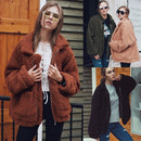 Fashion Women Fluffy Shaggy Faux Fur Coat Long Sleeve Loose Coat Turn-Down Sling Zipper Casual Jacket Outwear Tops