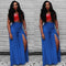 Women Pants Solid Color Side Split High Waist Wide Loose Flared Legs Baggy Casual Trousers Blue