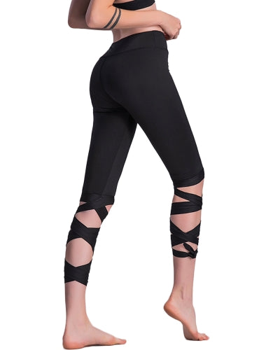 Fashion Women Lace Up Ballet Dancing Leggings High Waist Push Up Fitness Skinny Pants Pantalon Workout Leggings