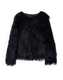 Winter Women Faux Fur Coat Solid Color Long Sleeve Fluffy Outerwear Short Jacket Hairy Warm Overcoat