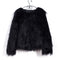 Winter Women Faux Fur Coat Solid Color Long Sleeve Fluffy Outerwear Short Jacket Hairy Warm Overcoat