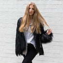 Winter Women Faux Fur Coat Solid Color Long Sleeve Fluffy Outerwear Short Jacket Hairy Warm Overcoat