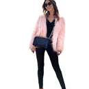 Winter Women Faux Fur Coat Solid Color Long Sleeve Fluffy Outerwear Short Jacket Hairy Warm Overcoat