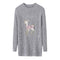 Christmas Women Knitted Pullovers Sweater Reindeer Embroidered Ribbed Raglan Long Sleeve Casual Knit Top