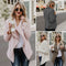 Women Faux Fur Fleece Coat Fluffy Solid Open Front Waterfall Drape Long Sleeve Casual Warm Outerwear Jacket