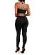 Sexy Women Two-piece Set Strapless Crop Top Bandage Bodycon Long Pants Solid Slim Party Club Suits