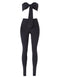 Sexy Women Two-piece Set Strapless Crop Top Bandage Bodycon Long Pants Solid Slim Party Club Suits