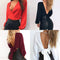 Sexy Women Blouse Long Sleeves V-Neck Bandage Solid Casual Elegant Crop Top Shirt