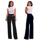 Women Casual Pants Straight Leg Pants High Waist Zipper Solid OL Work Wear Trousers