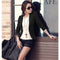 Women One Button Business Blazer Suit Long Sleeves Office Casual Leisure Coat Jacket Ladies Short Outwear