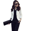 Women One Button Business Blazer Suit Long Sleeves Office Casual Leisure Coat Jacket Ladies Short Outwear