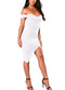 New Sexy Women Off The Shoulder Bodycon Dress Asymmetric Hem Bandage Party Dress Clubwear White