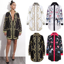 New Autumn Women Casual Floral Print Shirt Dress Buttons Long Sleeve Tunic Vintage Boho Beach Party Dress