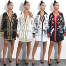 New Autumn Women Casual Floral Print Shirt Dress Buttons Long Sleeve Tunic Vintage Boho Beach Party Dress