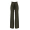 New Women High Waist Pants Belt Ruffle Zip Solid Color Wide Leg Trousers Elegant Long Pant