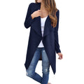 Women Waffle Knitted Cardigan Coat Open Front Turn-down Collar Bertha Loose Long Outwear