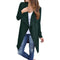 Women Waffle Knitted Cardigan Coat Open Front Turn-down Collar Bertha Loose Long Outwear