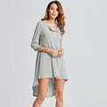 Fashion Women Long Tunic Top Basic T-Shirt Button Front O Neck Long Sleeve Irregular Hem Mini Dress