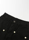 Women Pearls Denim Jeans Straight Pants High Waist Zipper Fly Casual Trousers Pants Black