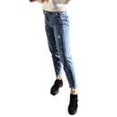 Women Ripped Jeans Denim Pears Destroyed Frayed Holes Washed Distressed Boyfriend Pants Trousers Tights