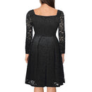 Women Floral Lace Dress Long Sleeves Slash Neck A-Line Side Zipper Plus Size Evening Wedding Party Dress