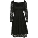 Women Floral Lace Dress Long Sleeves Slash Neck A-Line Side Zipper Plus Size Evening Wedding Party Dress