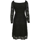 Women Floral Lace Dress Long Sleeves Slash Neck A-Line Side Zipper Plus Size Evening Wedding Party Dress