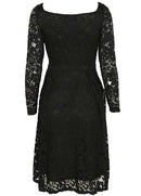 Women Floral Lace Dress Long Sleeves Slash Neck A-Line Side Zipper Plus Size Evening Wedding Party Dress