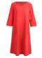 Oversized Women Retro Dress Casual Loose Long Dress Pockets Solid Plus Size Dress Black/Red