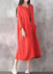 Oversized Women Retro Dress Casual Loose Long Dress Pockets Solid Plus Size Dress Black/Red