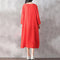 Oversized Women Retro Dress Casual Loose Long Dress Pockets Solid Plus Size Dress Black/Red