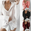 Women Winter Warm Drawstring Hooded Sweatshirt Sweaters Faux Fur Outwear Hoodie Casual Overcoat