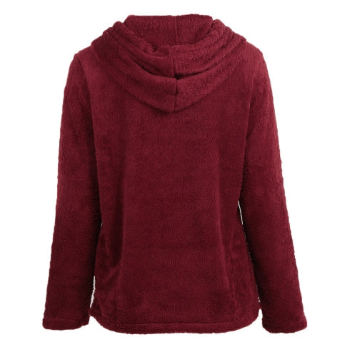 Women Winter Warm Drawstring Hooded Sweatshirt Sweaters Faux Fur Outwear Hoodie Casual Overcoat