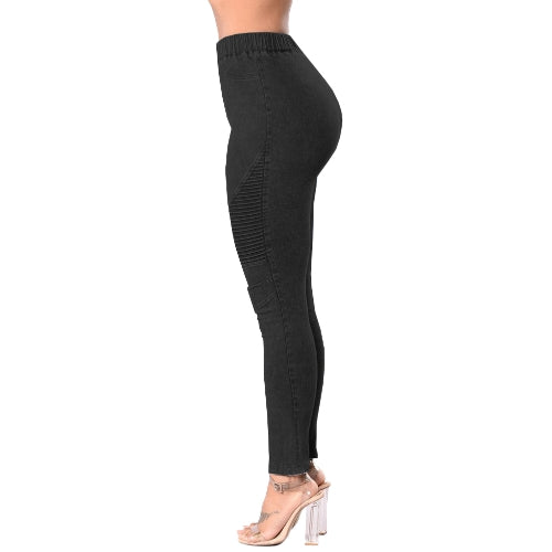 Women Skinny Jeans Denim High Waist Elastic Washed Ruched Skinny Pencil Trousers Tights Leggings