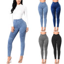 Women Skinny Jeans Denim High Waist Elastic Washed Ruched Skinny Pencil Trousers Tights Leggings