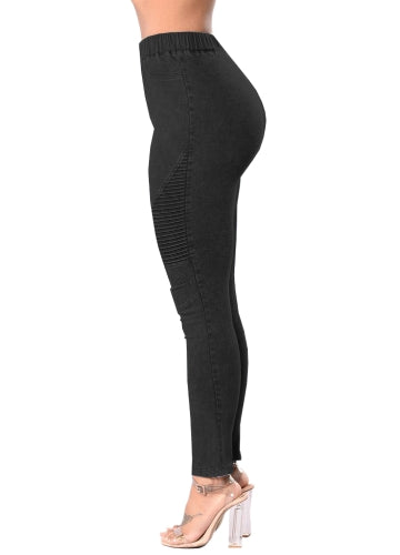 Women Skinny Jeans Denim High Waist Elastic Washed Ruched Skinny Pencil Trousers Tights Leggings