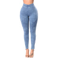 Women Skinny Jeans Denim High Waist Elastic Washed Ruched Skinny Pencil Trousers Tights Leggings