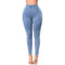 Women Skinny Jeans Denim High Waist Elastic Washed Ruched Skinny Pencil Trousers Tights Leggings