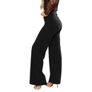 Women Pants Glitter Sequined High Waist Straight Wide Legs Casual Trousers Dance Stage Wear Black